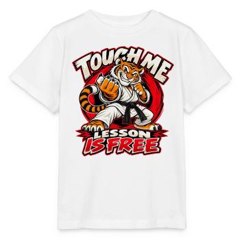 Karate-Tiger – freche Kampfansage im Comicstil - Stanley/Stella Kinder T-Shirt MINI CREATOR  - Weiß - Vorne - Maike (125cm)