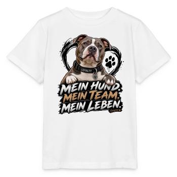 Listenhund mein Team fürs Leben - Stanley/Stella Kinder T-Shirt MINI CREATOR  - Weiß - Vorne - Maike (125cm)