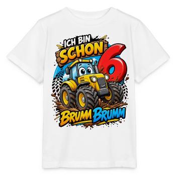 Kindergeburtstag Baustelle Brumm Brumm bin schon 6 - Stanley/Stella Kinder T-Shirt MINI CREATOR  - Weiß - Vorne - Maike (125cm)