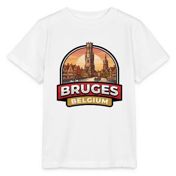 Brügge Belgien Reiseabzeichen Glockenturm Kanäle Geschenk - Stanley/Stella Kinder T-Shirt MINI CREATOR  - Weiß - Vorne - Maike (125cm)