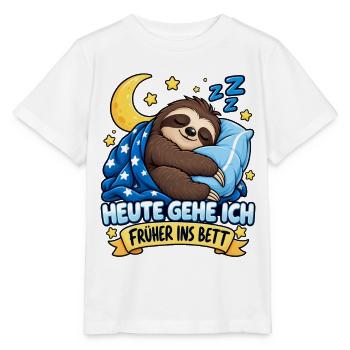 Süßes müdes Faultier Heute geh ich früher ins Bett - Stanley/Stella Kinder T-Shirt MINI CREATOR  - Weiß - Vorne - Maike (125cm)