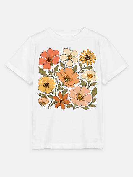 Wildblumenstrauß Botanische Kunst - Stanley/Stella Kinder T-Shirt MINI CREATOR  - Weiß