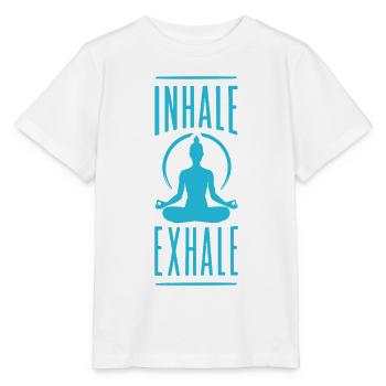 Inhale Exhale Yoga Meditation Spruch - Stanley/Stella Kinder T-Shirt MINI CREATOR  - Weiß - Vorne - Maike (125cm)
