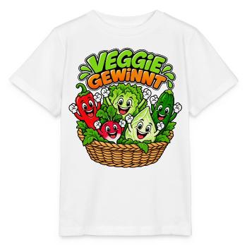Veggie Gewinnt: Bunte Gemüsefreude - Stanley/Stella Kinder T-Shirt MINI CREATOR  - Weiß - Vorne - Maike (125cm)