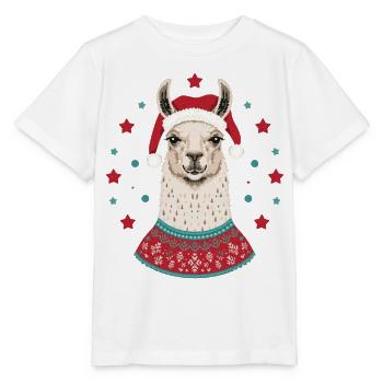Weihnachtslama mit Mütze & Pullover - Stanley/Stella Kinder T-Shirt MINI CREATOR  - Weiß - Vorne - Maike (125cm)