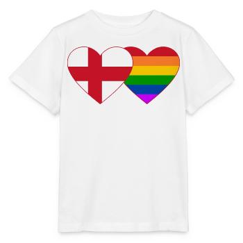 England Regenbogen Flagge Herz - Stanley/Stella Kinder T-Shirt MINI CREATOR  - Weiß - Vorne - Maike (125cm)