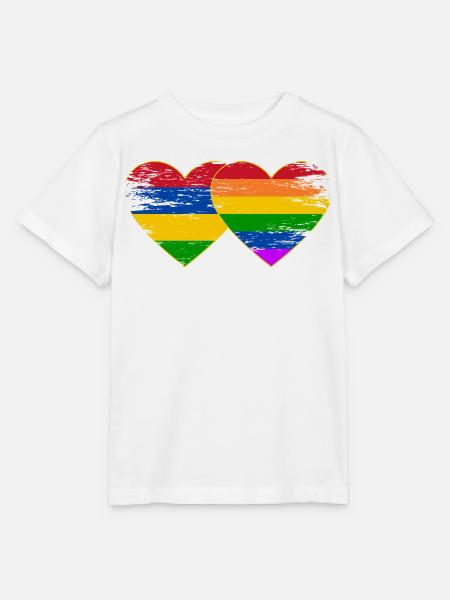 Mauritius Regenbogen Flagge Herz used - Stanley/Stella Kinder T-Shirt MINI CREATOR  - Weiß