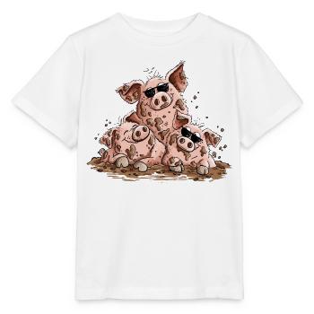 Schweine Sonnenbrille Matsch Schwein Tierhumor - Stanley/Stella Kinder T-Shirt MINI CREATOR  - Weiß - Vorne - Maike (125cm)