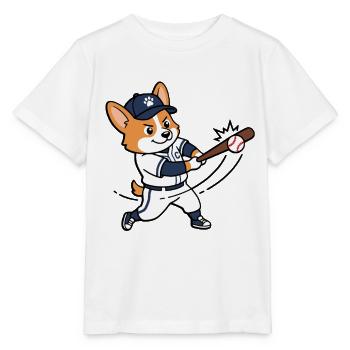 Süßer Corgi-Hund spielt Baseball, Sportliebhaber - Stanley/Stella Kinder T-Shirt MINI CREATOR  - Weiß - Vorne - Maike (125cm)