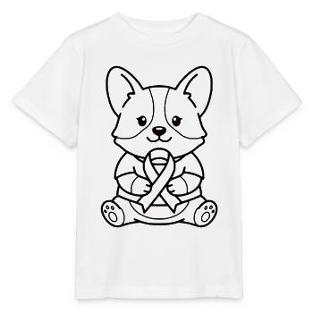 Süßes Corgi-Band Brustkrebs-Bewusstseins-Hundegeschenk - Stanley/Stella Kinder T-Shirt MINI CREATOR  - Weiß - Vorne - Maike (125cm)