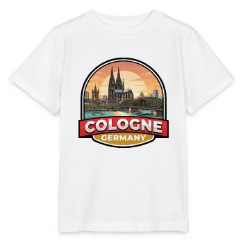 Köln, Deutschland Reiseabzeichen Dom, Rheingeschenk - Stanley/Stella Kinder T-Shirt MINI CREATOR  - Weiß - Vorne - Maike (125cm)