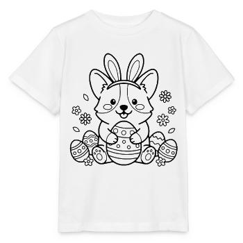 Niedlicher Corgi mit Kaninchenohren Easter Egg-Übersicht - Stanley/Stella Kinder T-Shirt MINI CREATOR  - Weiß - Vorne - Maike (125cm)