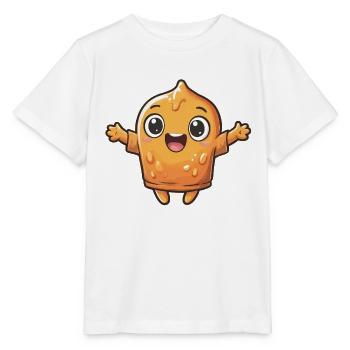 Fröhliche Orangene Blob-Figur - Stanley/Stella Kinder T-Shirt MINI CREATOR  - Weiß - Vorne - Maike (125cm)