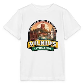 Vilnius Litauen Reiseabzeichen Gediminas Turm - Stanley/Stella Kinder T-Shirt MINI CREATOR  - Weiß - Vorne - Maike (125cm)