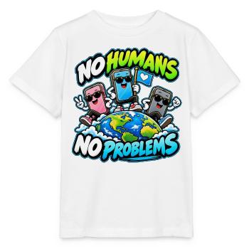 No Humans No Problems – Smartphone World - Stanley/Stella Kinder T-Shirt MINI CREATOR  - Weiß - Vorne - Maike (125cm)
