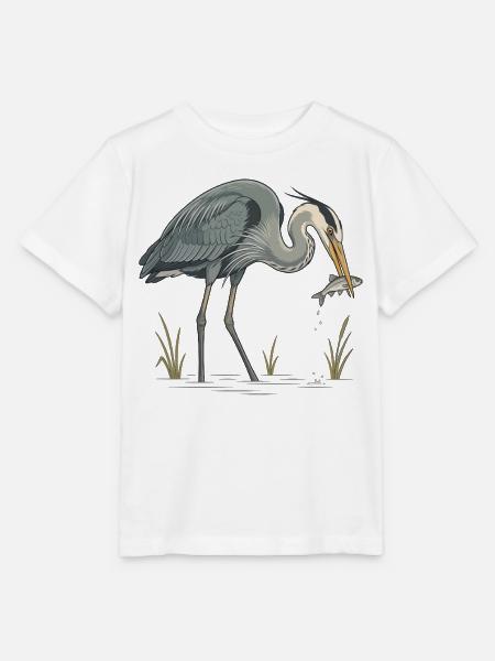 Blaureiher beim Fischfang - Stanley/Stella Kinder T-Shirt MINI CREATOR  - Weiß