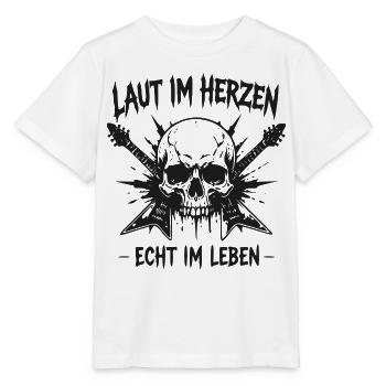 Laut im Herzen Skulls Gitarre - Stanley/Stella Kinder T-Shirt MINI CREATOR  - Weiß - Vorne - Maike (125cm)