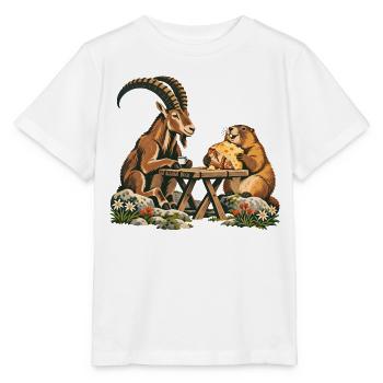 Alpenmurmeltier & Steinbock – Bergfrühstück - Stanley/Stella Kinder T-Shirt MINI CREATOR  - Weiß - Vorne - Maike (125cm)