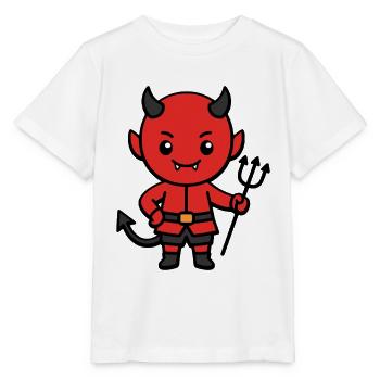 Niedliche Teufels-Mistgabel Halloween-Kostüm Kawaii - Stanley/Stella Kinder T-Shirt MINI CREATOR  - Weiß - Vorne - Maike (125cm)
