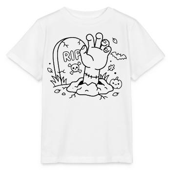 Zombie-Hand-Umrisse, Aus dem Grab von Halloween erwähnend - Stanley/Stella Kinder T-Shirt MINI CREATOR  - Weiß - Vorne - Maike (125cm)
