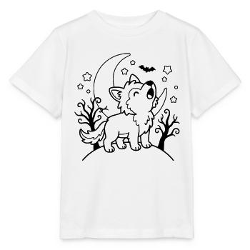 Niedlicher Wolf heult Halloween-Gliederung gruselige Kinder - Stanley/Stella Kinder T-Shirt MINI CREATOR  - Weiß - Vorne - Maike (125cm)