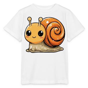 Orangene Schnecke Spiraldesign - Stanley/Stella Kinder T-Shirt MINI CREATOR  - Weiß - Vorne - Maike (125cm)