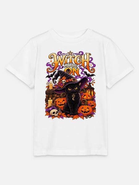 Witch Mode On Halloween Katze Hexenkatze - Stanley/Stella Kinder T-Shirt MINI CREATOR  - Weiß