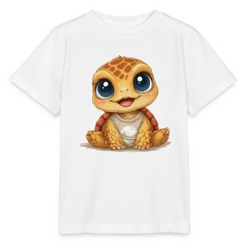 Kuschel Turtle mit großen Augen - Stanley/Stella Kinder T-Shirt MINI CREATOR  - Weiß - Vorne - Maike (125cm)