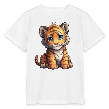 Kuschel Tiger Junges - Stanley/Stella Kinder T-Shirt MINI CREATOR  - Weiß - Vorne - Maike (125cm)
