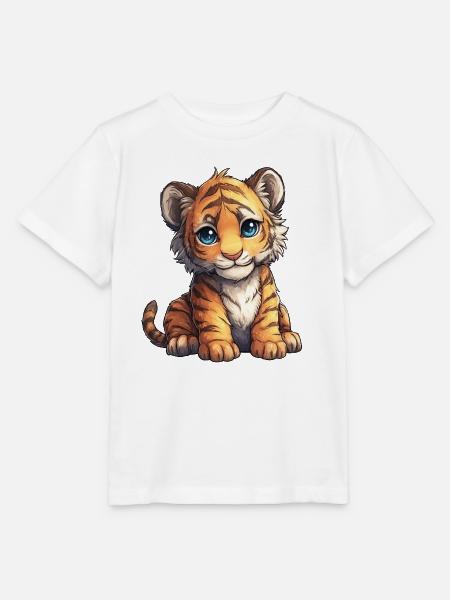 Kuschel Tiger Junges - Stanley/Stella Kinder T-Shirt MINI CREATOR - Weiß