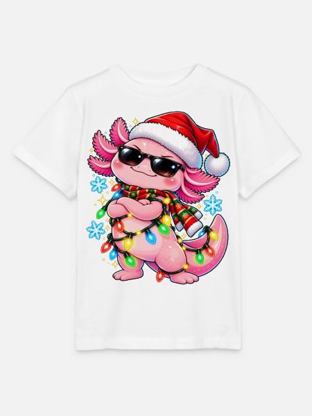 Weihnachtsdrache mit Lichterkette - Stanley/Stella Kinder T-Shirt MINI CREATOR  - Weiß