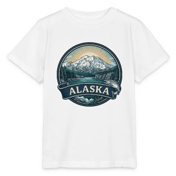 Alaska Denali Mountain Vintage-Reisegeschenk - Stanley/Stella Kinder T-Shirt MINI CREATOR  - Weiß - Vorne - Maike (125cm)