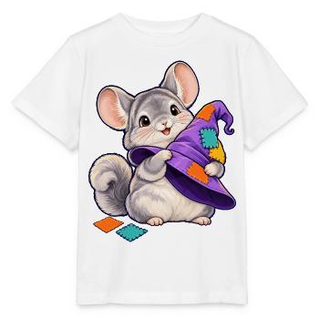 Patchwork-Maus mit bunter Kapuze - Stanley/Stella Kinder T-Shirt MINI CREATOR  - Weiß - Vorne - Maike (125cm)