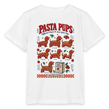 Pasta Pups Dachshund  - Stanley/Stella Kinder T-Shirt MINI CREATOR  - Weiß - Vorne - Maike (125cm)