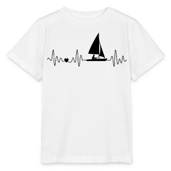 Retro Segeln Herzschlag Mit Segelboot Für Segler - Stanley/Stella Kinder T-Shirt MINI CREATOR  - Weiß - Vorne - Maike (125cm)