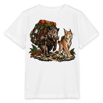 Wildschwein & Luchs beim Wandern – Outdoor - Stanley/Stella Kinder T-Shirt MINI CREATOR  - Weiß - Vorne - Maike (125cm)