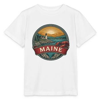 Maine Coastal Lighthouse Vintage-Reisegeschenk - Stanley/Stella Kinder T-Shirt MINI CREATOR  - Weiß - Vorne - Maike (125cm)