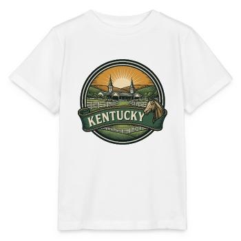 Kentucky Bluegrass Pferd Retro Reiseabzeichen - Stanley/Stella Kinder T-Shirt MINI CREATOR  - Weiß - Vorne - Maike (125cm)