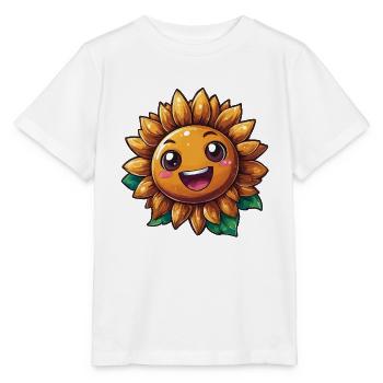 Sonnenblume mit freundlichem Lächeln - Stanley/Stella Kinder T-Shirt MINI CREATOR  - Weiß - Vorne - Maike (125cm)