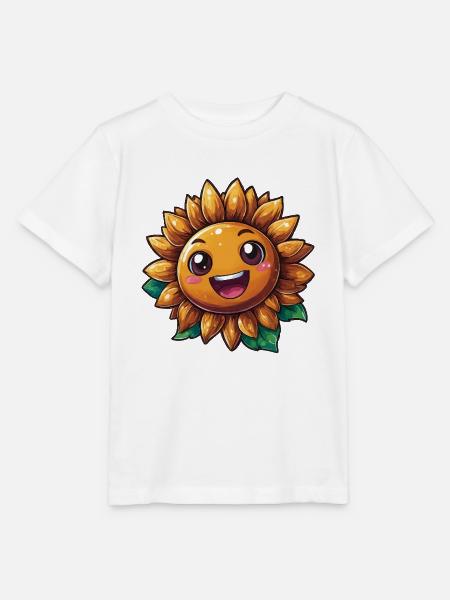 Sonnenblume mit freundlichem Lächeln - Stanley/Stella Kinder T-Shirt MINI CREATOR - Weiß