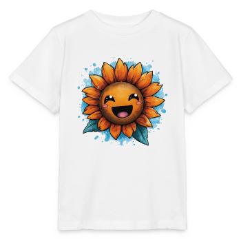 Lächelnde Sonnenblume - Stanley/Stella Kinder T-Shirt MINI CREATOR  - Weiß - Vorne - Maike (125cm)