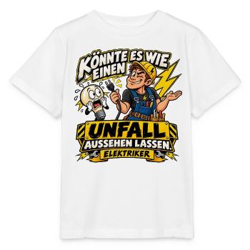 Elektriker – Schwarzer Humor mit Stecker - Stanley/Stella Kinder T-Shirt MINI CREATOR  - Weiß - Vorne - Maike (125cm)