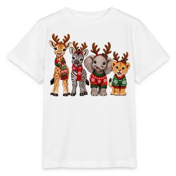 Safari Tiere mit Rentiergeweih zu Weihnachten - Stanley/Stella Kinder T-Shirt MINI CREATOR  - Weiß - Vorne - Maike (125cm)