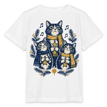 Weihnachtskatzen Singen Chor Katzenliebhaber Stern - Stanley/Stella Kinder T-Shirt MINI CREATOR  - Weiß - Vorne - Maike (125cm)