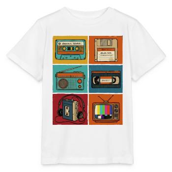 90er Jahre, 80er Jahre Party, Kassette, Nostalgie - Stanley/Stella Kinder T-Shirt MINI CREATOR  - Weiß - Vorne - Maike (125cm)