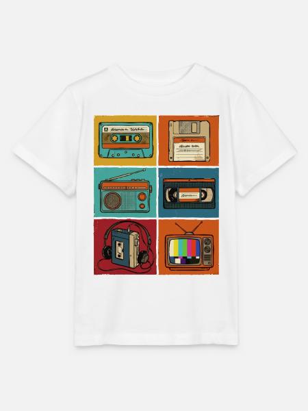 90er Jahre, 80er Jahre Party, Kassette, Nostalgie - Stanley/Stella Kinder T-Shirt MINI CREATOR - Weiß