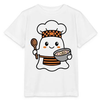 Süßer Kawaii-Geisterkoch-Koch Halloween-Bäcker - Stanley/Stella Kinder T-Shirt MINI CREATOR  - Weiß - Vorne - Maike (125cm)