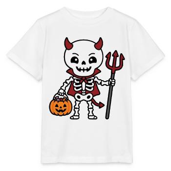 Teufelsskelett Halloween Kürbis Gruseliger Horror-Gif - Stanley/Stella Kinder T-Shirt MINI CREATOR  - Weiß - Vorne - Maike (125cm)