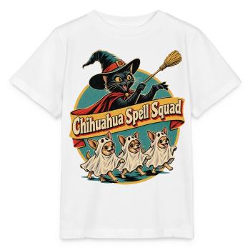 Chihuahua Spell Squad Halloween Hexenkatze - Stanley/Stella Kinder T-Shirt MINI CREATOR  - Weiß - Vorne - Maike (125cm)