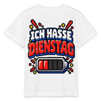 Ich hasse Dienstag – Pixel Büro Spruch - Stanley/Stella Kinder T-Shirt MINI CREATOR  - Weiß - Vorne - Maike (125cm)